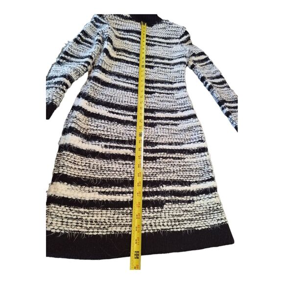 Calvin Klein Sweater Dress Eyelash Chunky Knit Sheath Black White Cowl Neck Sz S - Picture 8 of 12